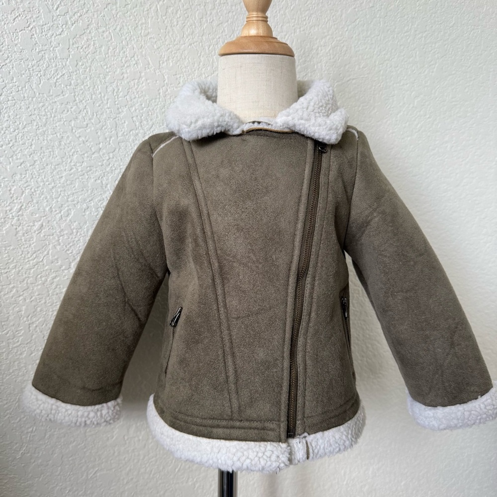 Peek Olive Green Faux Shearling Jacket
